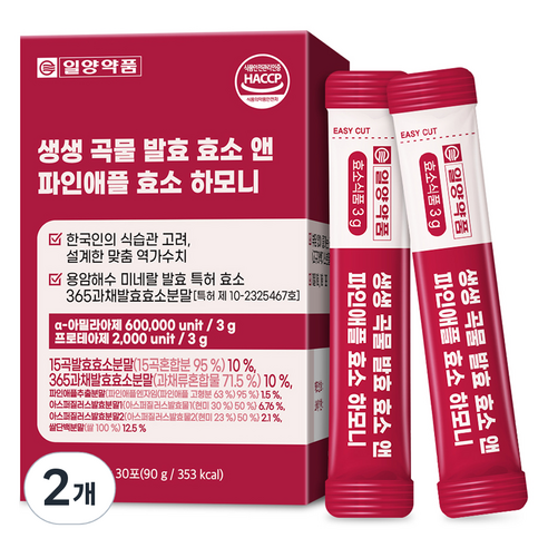 일양약품 생생 곡물 발효 효소 앤 파인애플 효소 하모니 유산균 90g, 2개