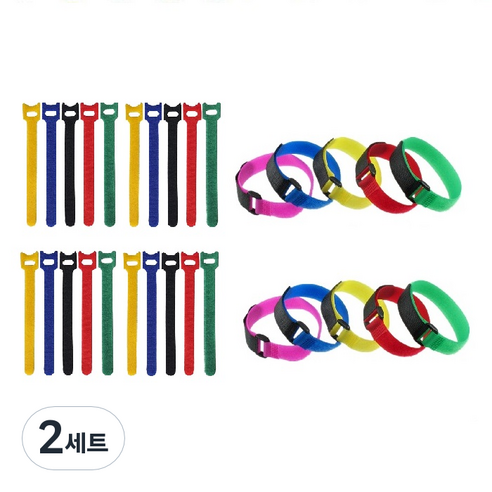 PLTRAUM 케이블타이 T자형 벨크로 20p + 벨트형 10p 세트 랜덤발송, 2세트