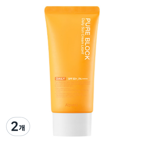 어퓨 퓨어블록 내추럴 데일리 선크림 라이트 SPF50+ PA++++, 50ml, 2개