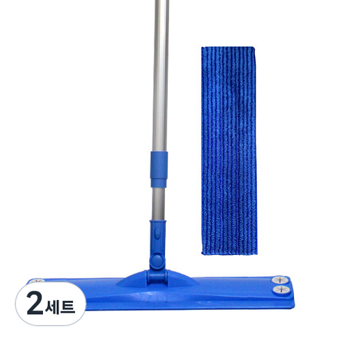 월드크린 블루 밀대걸레 60cm + 두툼패드 세트, 2세트