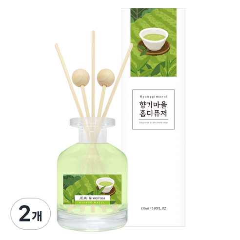 향기마을 실내용 홈 디퓨저 150ml, 제주녹차, 2개