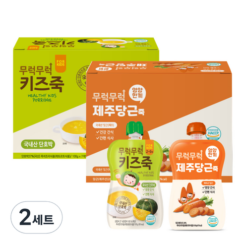 이유케어스 무럭무럭 키즈죽 단호박 100g x 7p + 제주당근 100g x 7p, 단호박, 제주당근, 2세트