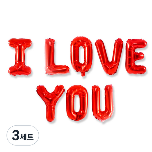 파티쇼 사랑 메세지 은박 풍선 세트, 레드, 3세트