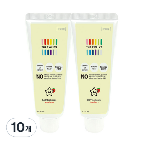 더트웰브 Step1 베이비 무불소치약, 80g, 10개