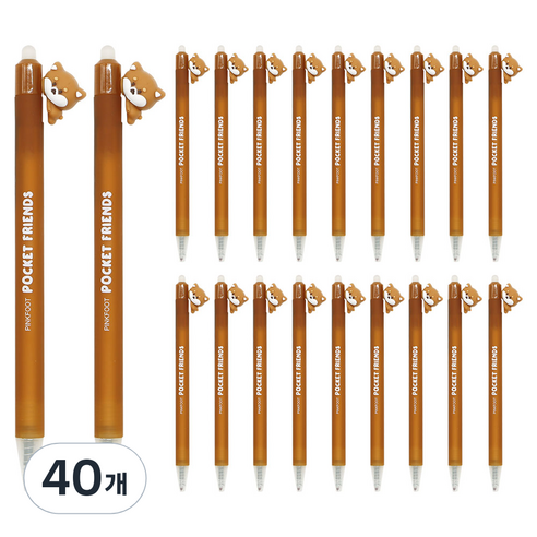 핑크풋 1500 멍이 지워지는 중성펜 0.5mm, 40개, 혼합색상