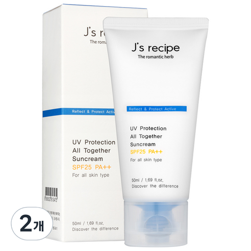 제이스레시피 UV 프로텍션 올인원 선크림 SPF25 PA++ 50ml 2개 세트 메디큐브선크림