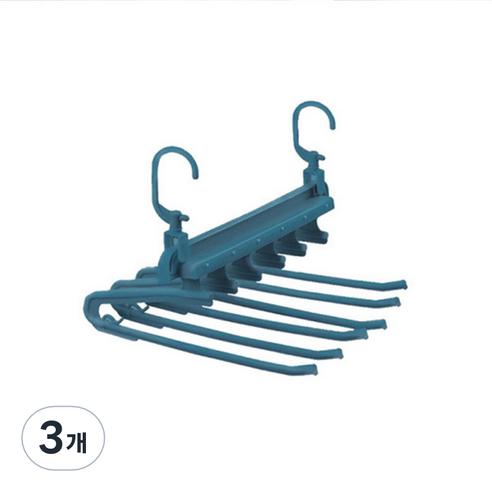 공간활용 6단 바지걸이 옷걸이, 블루, 3개