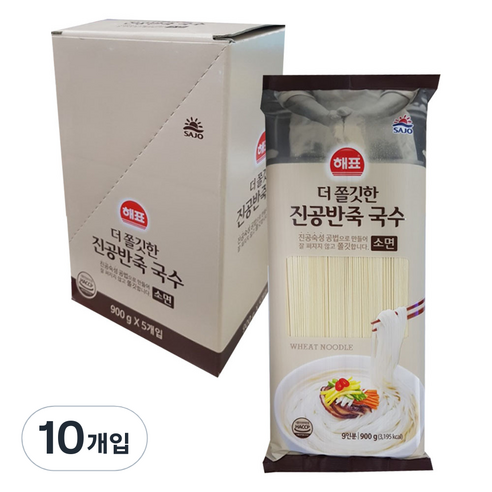 해표 더 쫄깃한 진공반죽 국수 소면, 10개, 900g