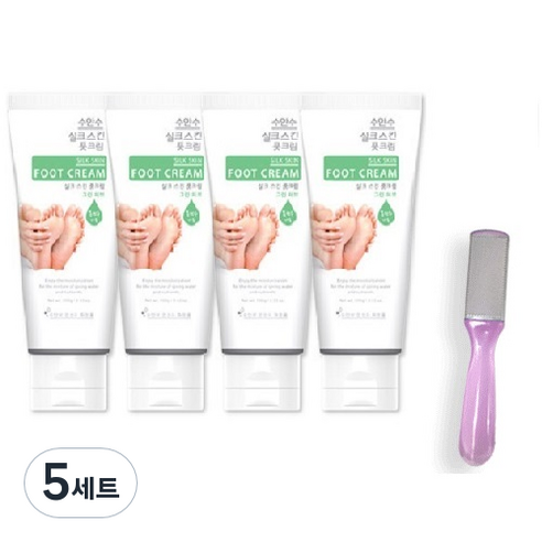 에네스티 실크 스킨 온천수 풋크림 그린허브 4p + 발밀이, 5세트