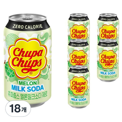 츄파춥스 멜론밀크소다 제로 탄산음료, 350ml, 18개