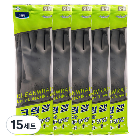 크린랲 매일쓰는 고무장갑 양손세트, 그레이, 중(M), 15개
