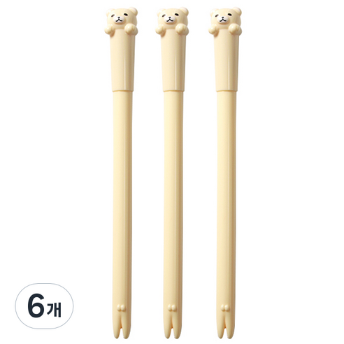 큐티베어 젤펜 0.5mm, 베이지, 6개