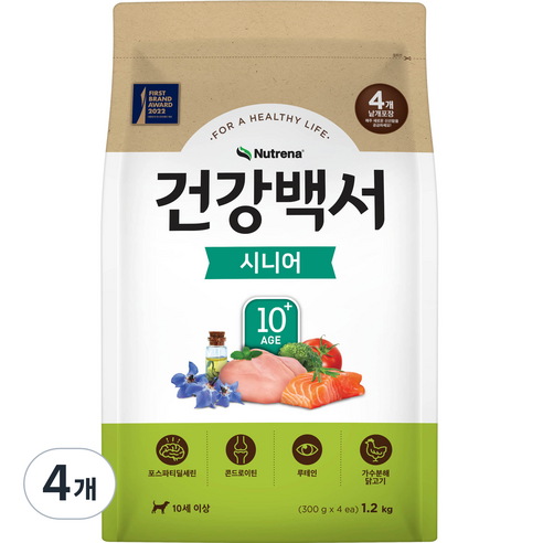 건강백서 시니어 강아지 사료, 닭, 1.2kg, 4개