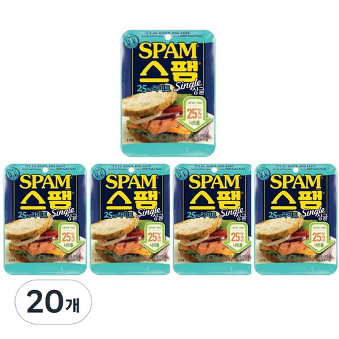 CJ제일제당 스팸 싱글 25% 라이트 햄, 80g, 20개