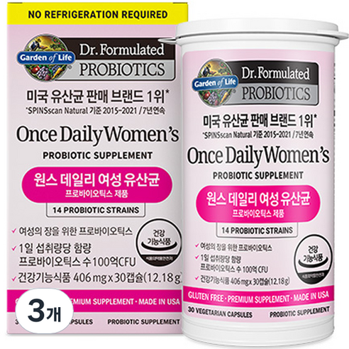 가든오브라이프 닥터포뮬레이티드 원스 데일리 여성 유산균, 30정, 3개