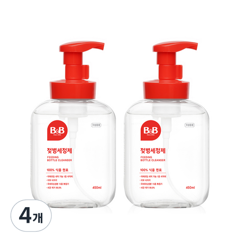 비앤비 거품형 젖병세정제, 450ml, 4개