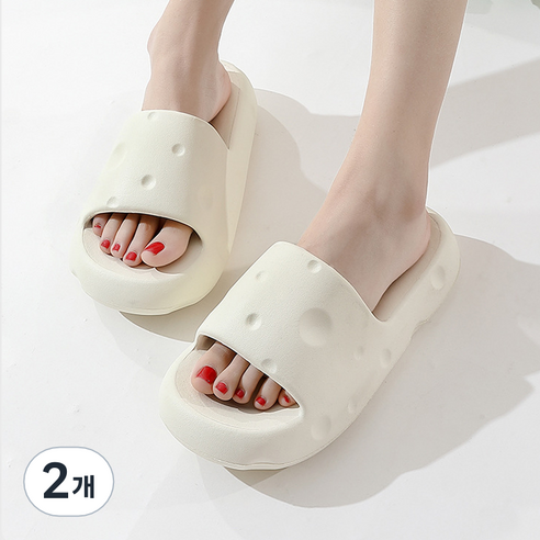 에버하우스 치즈 미끄럼 방지 슬리퍼, 치즈화이트, 2개