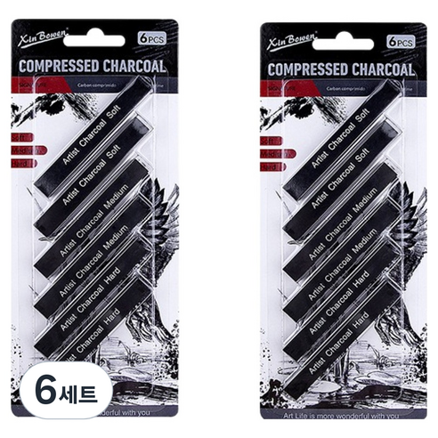 ABM 블랙드로잉 목탄스택 6종 x 2p 세트, 블랙, 6세트
