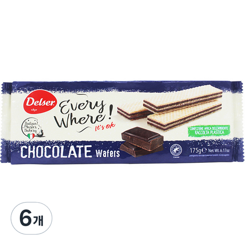 델서 초코릿 웨이퍼, 175g, 6개