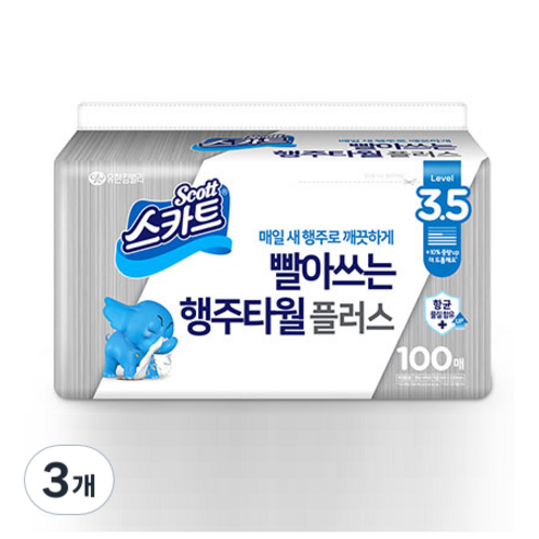 스카트 빨아쓰는 행주타월 플러스, 100매, 3개