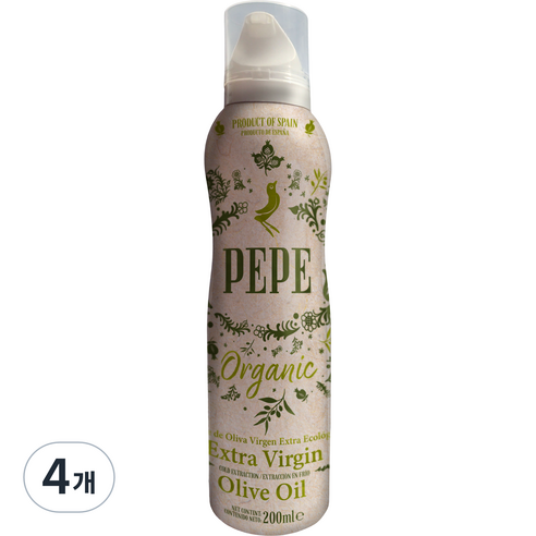 페페 냉압착 유기농 엑스트라버진 올리브오일 스프레이, 200ml, 4개