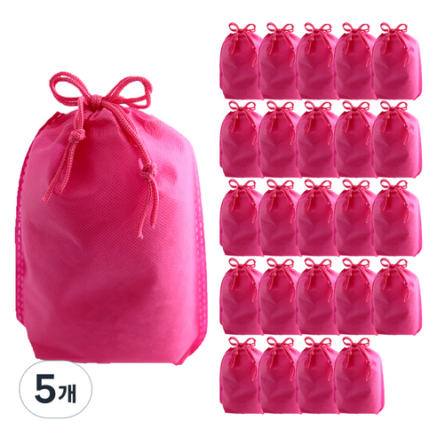 부직포 복주머니 더스트백 16 x 25 cm 25p, 핫핑크, 5개