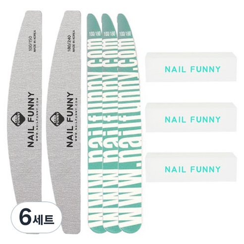 퍼니 네일케어 지브라파일 2종 + 우드파일 3p + 샌딩사각블럭 3p, 6세트, 혼합색상