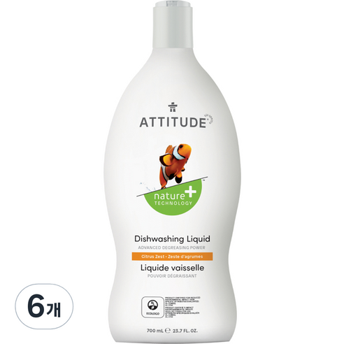 에티튜드 주방세제 시트러스제스트향, 700ml, 6개