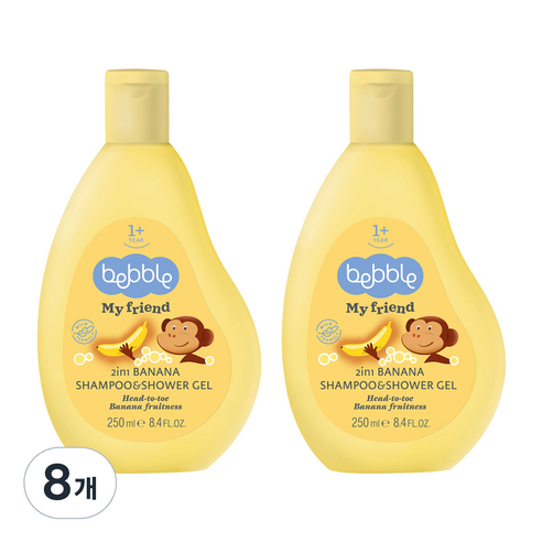 베블 마이프렌드 2in1 샴푸 앤 샤워젤 유아 올인원클렌저 바나나, 250ml, 8개