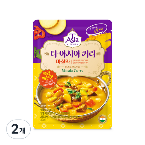 티아시아키친 마살라 커리 분말, 100g, 100ml, 2개