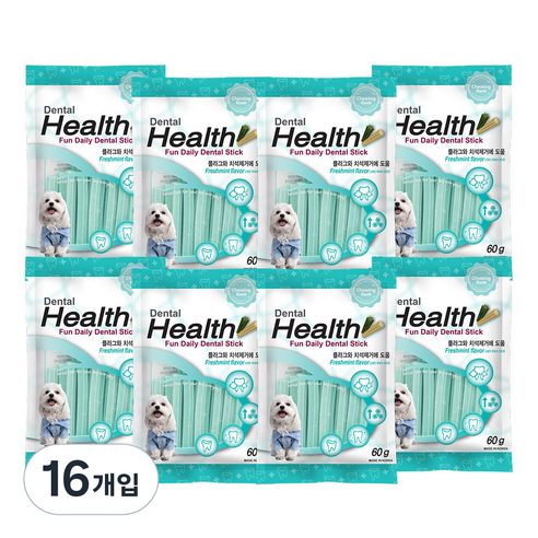 덴탈헬스 강아지 덴탈껌, 민트맛, 60g, 16개