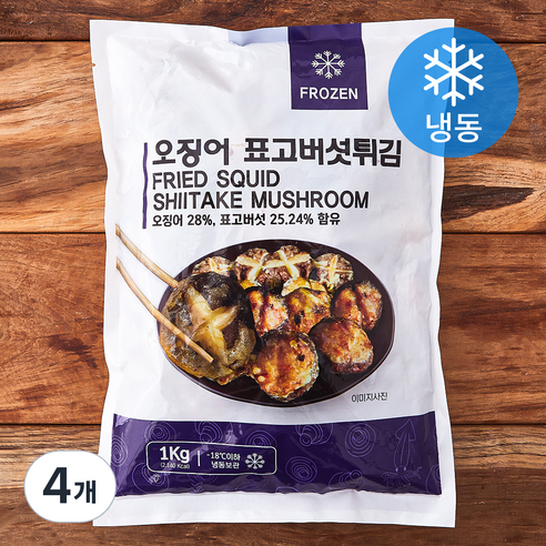 농우 오징어 표고버섯 튀김 (냉동), 1kg, 4개