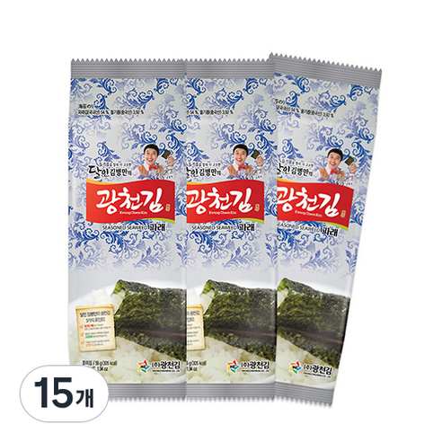 광천김 달인 김병만의 대용량 파래 식탁김, 55g, 15개