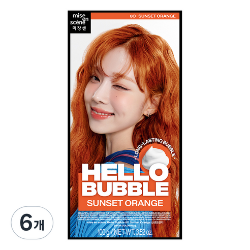 미쟝센 헬로 버블 염색제, 선셋오렌지, 6개