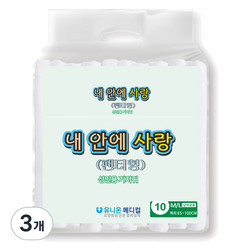 내안에사랑 팬티형 성인기저귀, 중형, 10개입, 3개