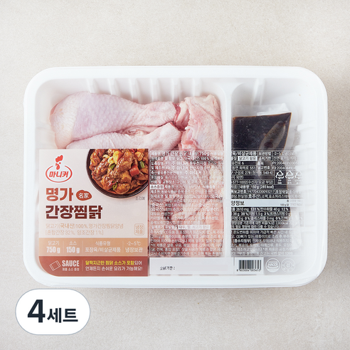 마니커 명가 간장 찜닭 750g + 소스 150g 세트 (냉장), 4세트