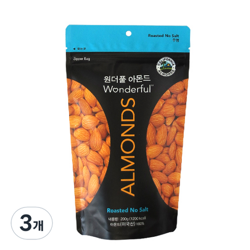 파라마운트팜스 원더풀 아몬드, 200g, 3개