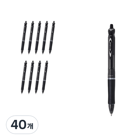 파이롯트 아크로볼150 유성볼펜 1.0mm BAB-15M, 블랙 + 블랙심, 40개