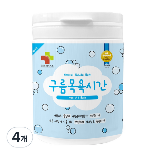 미스플러스 구름목욕시간 베이직 입욕파우더 대팩, 500g, 4개
