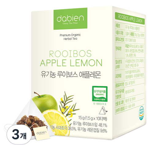 다비앙 유기농 루이보스 애플레몬 티, 1.5g, 10개입, 3개