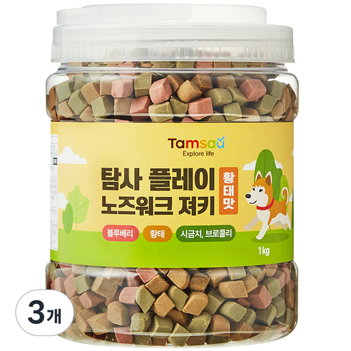 탐사 강아지 플레이 노즈워크 말랑 져키 간식, 황태맛, 1kg, 3개