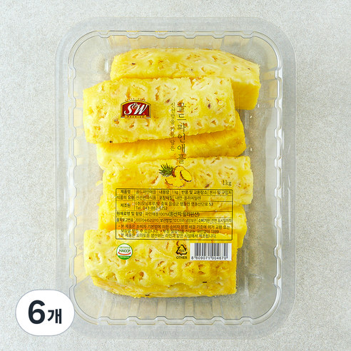 에스앤더블유 골드 파인애플, 1kg, 6개