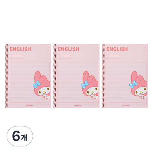 산리오 원링노트 영어 v1 마이멜로디, 핑크, 6개