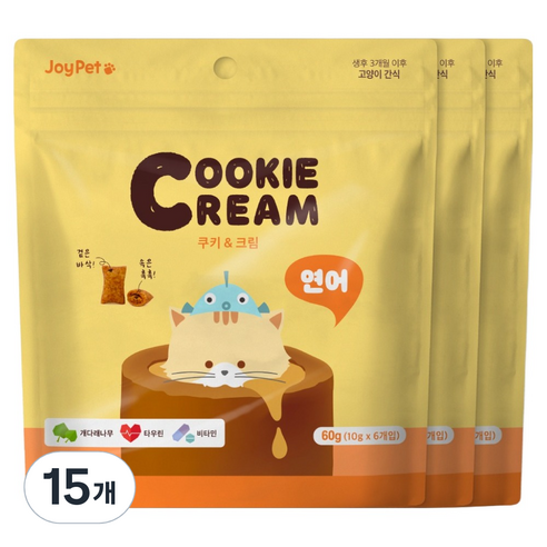 조이펫 고양이 쿠키 앤 크림 간식, 연어, 60g, 15개