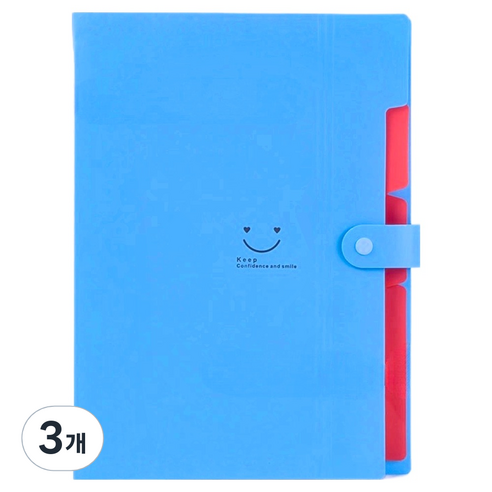 미소로운 아코디언 파일보관가방 24.5 x 32 cm, 블루, 3개
