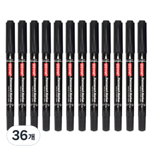 투코비 ZEYAR 트윈 CD 유성네임펜, 블랙, 36개