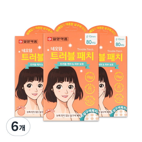 일양약품 네오덤 트러블 패치 원형 살구색, 80개입, 6개