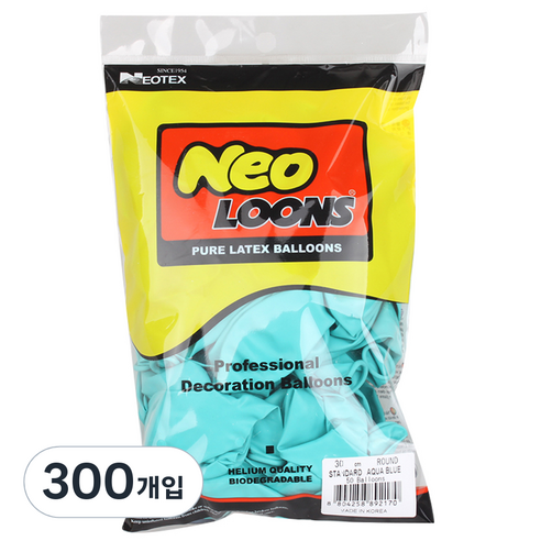 네오룬스 30 cm 라운드풍선, 스탠다드 아쿠아블루, 6개