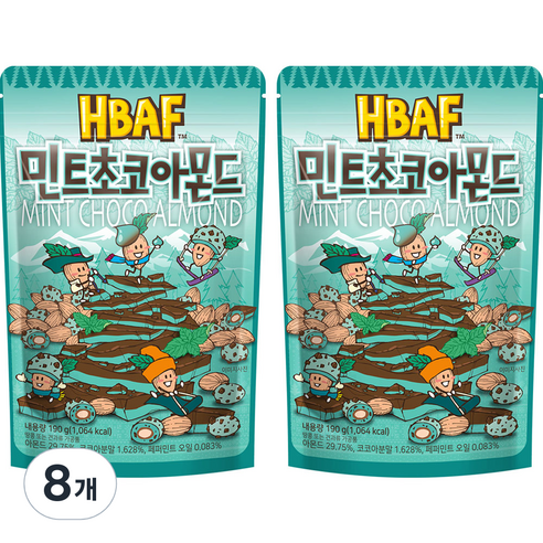 HBAF 민트초코 아몬드, 190g, 8개