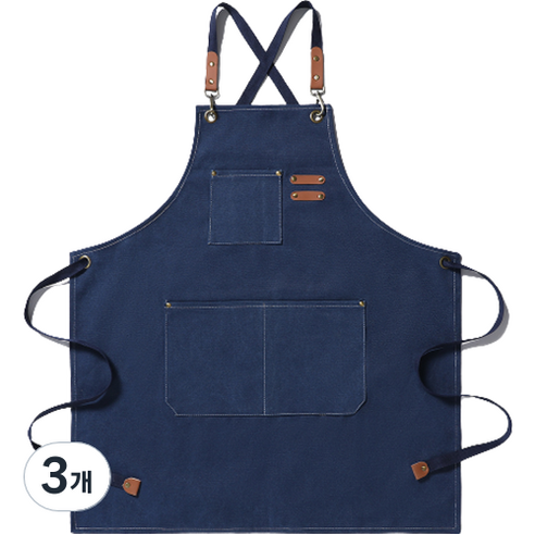 LYDCompany 캔버스 데님 앞치마, 마린블루, 3개